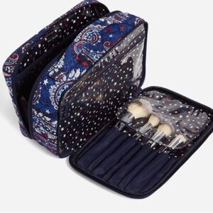 Iconic Large Blush & Brush Case Firework Paisley  Vera Bradley New